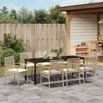 vidaXL Ensemble de salle à manger pour jardin 9 Pièces Beige polyrotin