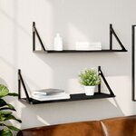 vidaXL Étagères murales 2 Pièces noir 80x25x25 5 cm bois d'ingénierie