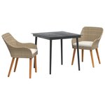 vidaXL Ensemble de repas de jardin 3 pièces Beige Poly Rattan