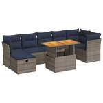 vidaXL Salon de jardin 8Pièces avec coussins marron résine tressée acacia