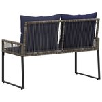vidaXL Banc extérieur avec coussin 4 Pièces Gris et bleu marine polyrotin