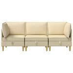 vidaXL Canapé modulaire avec rangement 3 Pièces Crème Tissu
