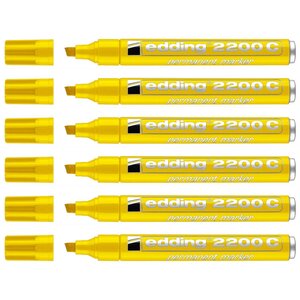 Marqueur Permanent 2200 C Corps Alu Jaune Pointe Biseautée 1-5 mm x 6 EDDING