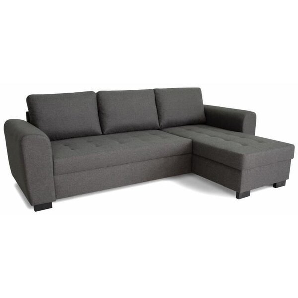 Canapé d'angle fixe réversible 4 places - Tissu Anthracite - 245 x 150 x 86 cm