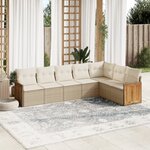 vidaXL Salon de jardin avec coussins 7 Pièces beige résine tressée