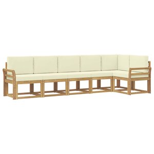 vidaXL Ensemble de canapés d'extérieur 6 pc Blanc et crème Polyester
