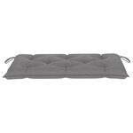 vidaXL Banc de jardin avec coussin gris 112 cm Bois de teck massif