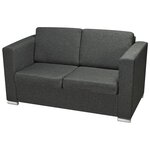 vidaXL Ensemble de canapés deux pièces Tissu Gris foncé