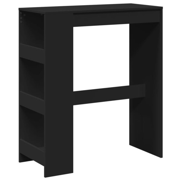 vidaXL Table de bar avec étagères noir bois d'ingénierie
