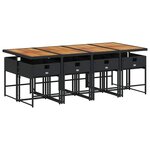 vidaXL Ensemble à manger de jardin 9Pièces coussins noir résine tressée