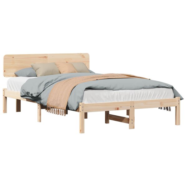 vidaXL Cadre de lit avec tête de lit Naturel 120 x 200 cm Pin massif