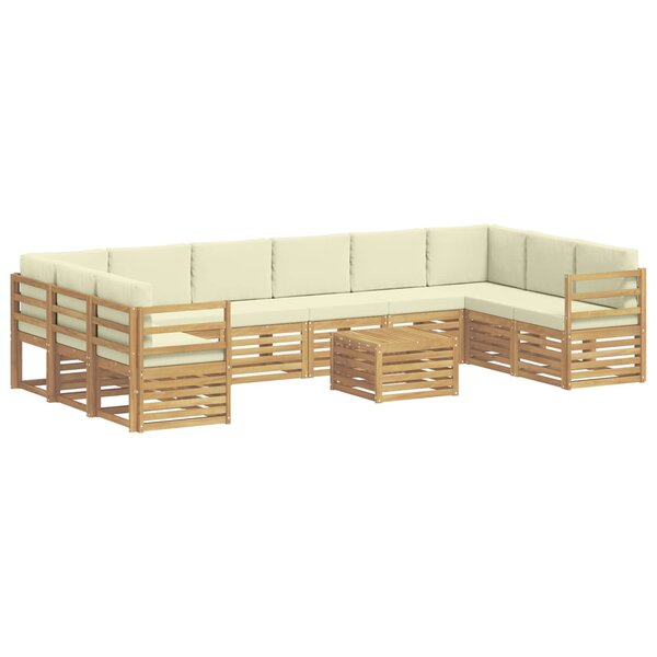 vidaXL Ensemble de canapés d'extérieur 11 pc Blanc et crème Polyester