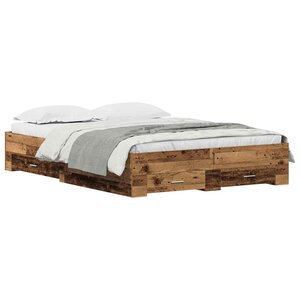 vidaXL Cadre de lit Bois Ancien 135 x 190 cm Bois d'ingénierie