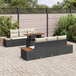 vidaXL Ensemble de canapé de jardin 7 Pièces Noir Poly rotin