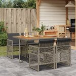 vidaXL Ensemble à manger de jardin 5 Pièces coussins gris résine tressée