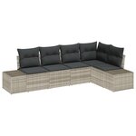 vidaXL Ensemble de canapé de jardin 5 pièces avec coussins en poly rattan gris clair