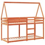 vidaXL Lit superposé avec toit cire marron 90x190cm bois massif de pin