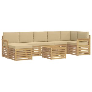 vidaXL Ensemble de canapés d'extérieur 7 Pièces Blanc et Beige