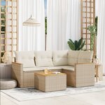 vidaXL Salon de jardin avec coussins 5 Pièces beige résine tressée