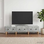 vidaXL Meuble TV Gris béton 147 x 34 5 x 30 cm Bois d'ingénierie