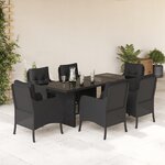 vidaXL Ensemble à manger de jardin coussins 7Pièces Noir Résine tressée