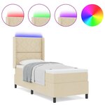 vidaXL Lit à ressorts avec matelas Crème 80 x 200 cm tissu
