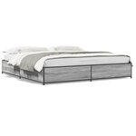 vidaXL Cadre de lit sonoma gris 200x200 cm bois d'ingénierie et métal