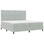 Lit avec sommier à ressorts et matelas LED gris clair 200x200 cm en velours