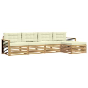 vidaXL Ensemble de canapés d'extérieur 5 pc Blanc et crème Polyester
