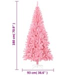 vidaXL Sapin de Noël artificiel avec support rose 180 cm PVC