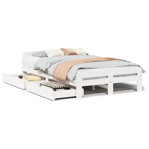 vidaXL Cadre de lit sans matelas blanc 135x190 cm bois de pin massif