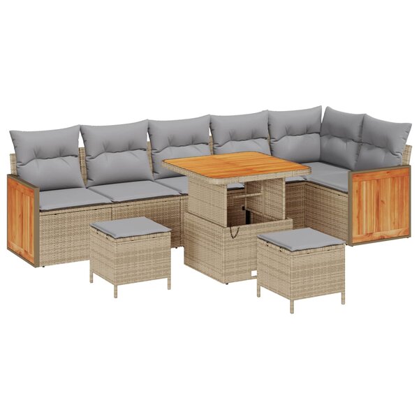 vidaXL Ensemble de canapé de jardin 9 Pièces Beige et Gris clair