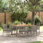 vidaXL Ensemble de salle à manger de jardin 7 pièces avec coussins gris en poly rotin