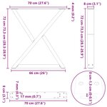vidaXL Pieds de table à manger 2 pièces Anthracite 70 x (72-73 3) cm Acier