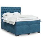 vidaXL Sommier à lattes de lit et matelas bleu 140x200 cm velours