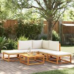 vidaXL Salon de jardin avec coussins 6 Pièces bois d'acacia solide