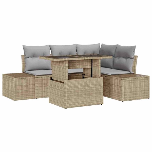 vidaXL Ensemble de canapé de jardin 5 Pièces beige et gris clair