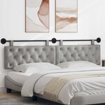 vidaXL Tête de lit suspendue Gris clair Velours