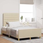 vidaXL Cadre de lit avec tête de lit Crème 120 x 200 cm tissu