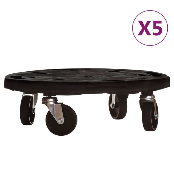 vidaXL Chariots à plantes avec roues 5 Pièces Diamètre 40 cm Noir 275 kg