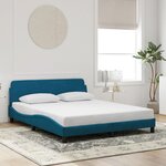 vidaXL Cadre de lit et tête de lit sans matelas bleu 160x200cm velours