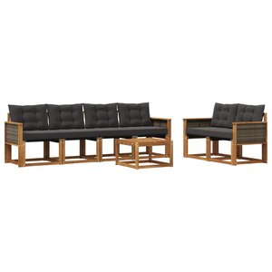 vidaXL Ensemble de canapés d'extérieur 7 pc Naturel et noir