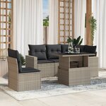 vidaXL Salon de jardin 6 Pièces avec coussins gris clair résine tressée