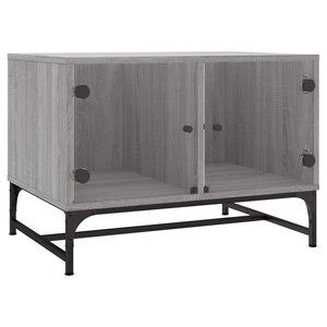 vidaXL Table basse avec portes en verre sonoma gris 68 5x50x50 cm