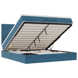 VidaXL Cadre de lit ottoman avec matelas bleu foncé 160x200 cm velours