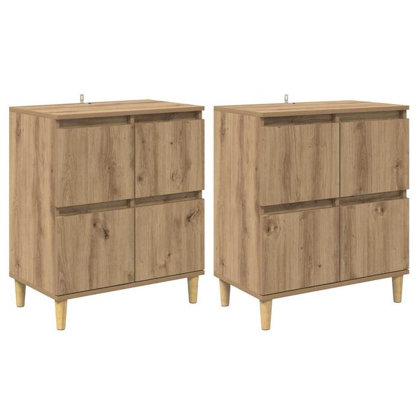 vidaXL Buffets 2 Pièces Chêne artisanal 60 x 35 x 70 cm Bois d'ingénierie