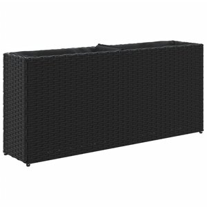vidaXL Jardinière avec 2 pots noir 90x20x40 cm résine tressée