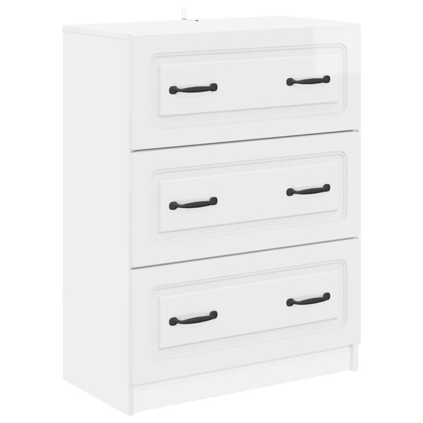 vidaXL Armoire à tiroirs Blanc brillant 66 x 34 5 x 87 cm