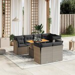 vidaXL Salon de jardin 8 Pièces avec coussins gris résine tressée