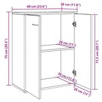 vidaXL Buffet chêne artisanal 60x30x75 cm bois d'ingénierie